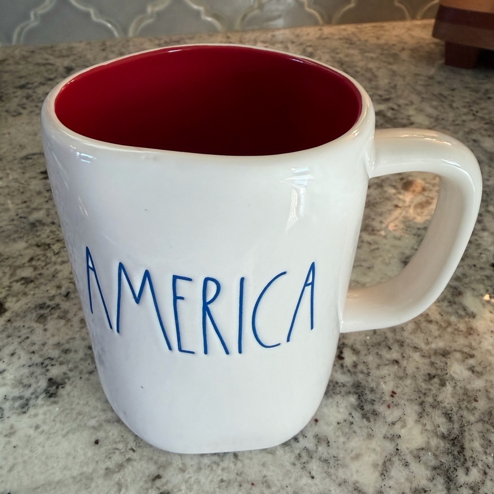 Rae Dunn White and Red 'America' Mug